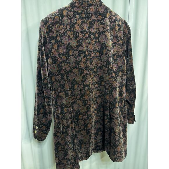 Boho Velvet Embroidered Paisley Tunic Jacket Beaded Collar Zip Pockets SZ M - Picture 10 of 12